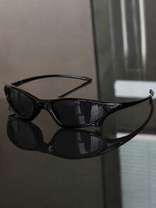 European And American Fashion Glasses For Men, Wrapped Frame Low Height Narrow Long Lens Shape, Streamlined Temples, Y2K Functional Style, Urban Street Style, Outdoor Outfit - Multicolor - View 6