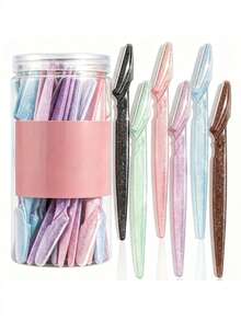 30/24/12/6/3pcs Portable Eyebrow Trimmer Set, Ergonomic Handle Body Hair Remover, Shaver With Anti-Scratch Blade Guard, Beauty Tool - Multicolor - View 1