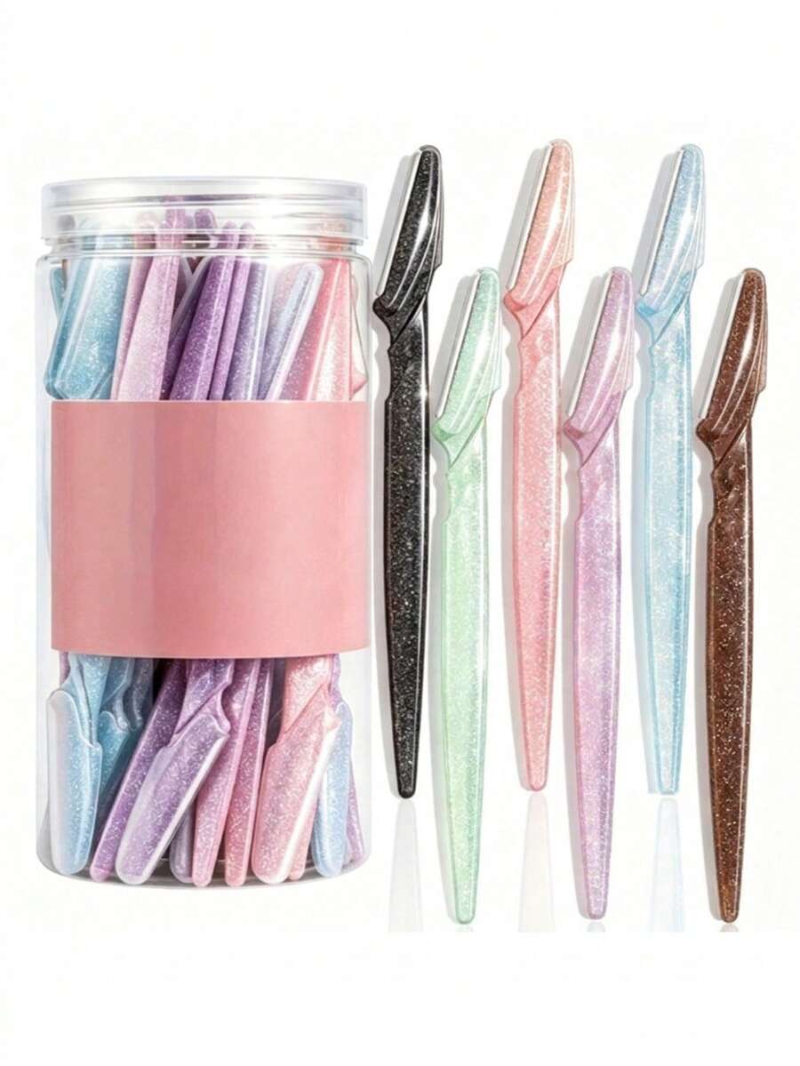 30/24/12/6/3pcs Portable Eyebrow Trimmer Set, Ergonomic Handle Body Hair Remover, Shaver With Anti-Scratch Blade Guard, Beauty Tool - Multicolor - View 1