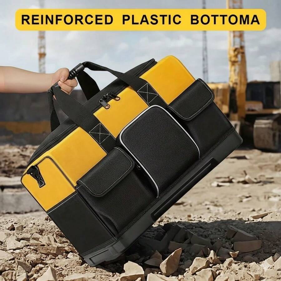 Electrician Oxford Cloth Tool Bag With Hard Plastic Base, Wear Resistant Heavy Duty Handheld Hardware Storage Bag,Father's Day Birthday Gift For Dad, Mechanic & Electrician, Brings & Effortless Working ExperienceNo Plastic Base For This Tool Bag - Tool Kit - View 1