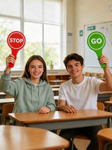 20/10/5/1pc STOP GO Handheld Sign, Red & Green Contrast Round Handheld Indicator, Minimalist Eye-Catching Printed Design, Lightweight & Easy To Grip, Classroom Interactive Game Prop, Team Building Activity Buzzer Paddle, Teaching Aid, Party Competition Sign, Thickened Foam Material Durable & Not Easily Broken, Suitable For Outdoor Games, Parent-Child Interaction, Classroom Teaching, Competition Scoring, Fun Interactive Auxiliary Tool, Home Essentials, Outdoor Garden Decor, Back To School, Home & Kitchen, Autumn Decor - Multicolor - View 9