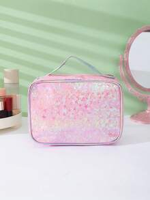 1pc Plush Cute Girl Style Makeup Bag, 3D Cat Ear Design With Cat Pattern, Suitable For Spring Summer Autumn Winter All Seasons, Ideal For Business Travel, Home Use, Student Dorm, Graduation Gift, Vacation Season, Cosmetic Storage, Birthday Gift And Various Holiday Gifts - Multicolor - View 6