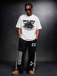 SU ER Men's Summer Crew Neck Casual T-Shirt And Casual Long Pants Set - White - View 1