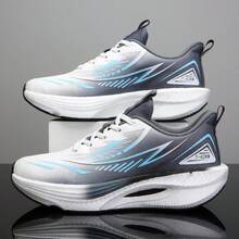 Unisex Carbon Plate Marathon Running Shoes - Lightweight Cushioning Sports Shoes, Anti-Slip Cushioning/Rubber Outsole, Rotary Button Design, Easy On/Off, Low-Top Breathable Design, Suitable For Marathon, Gym And Training Scenarios, All Seasons - White Smoke Ash - View 7