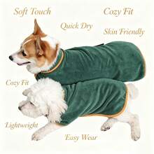 Dog Bathrobe For Large Dogs, Full Body Wrap Super Absorbent Quick Dry Pet Drying Robe, Adjustable Magic Sticker Coral Fleece, Machine Washable, For Bathing Swimming & Wet Walking, Suitable For Golden Retriever, Labrador, Border Collie, Samoyed - Grey - View 6
