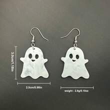 A Pair Of Halloween Ghost Earrings. Funny Design. Cute Earrings And Earrings Suitable For Halloween Wear - White - View 4