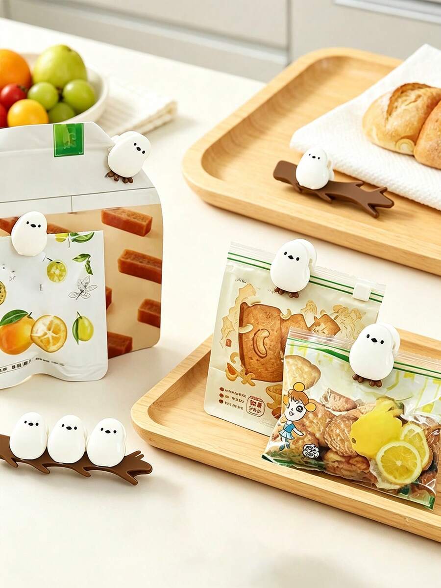 Cute 3D Bird-Shaped Magnetic Food Sealing Clips, Strong Magnet Snack & Bread Bag Clips, Refrigerator Magnet Decor, Reusable Bag Clips - Multicolor - View 1