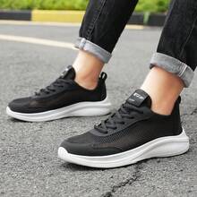 Men's Flat Versatile Skate Shoes, Lightweight Soft Sole Mesh Breathable, Suitable For All Seasons Daily Hiking Sports Commuting Wear - Black - View 5