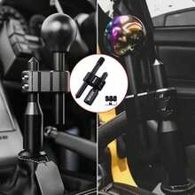 1pc Universal Car Gear Shift Extension Rod, Aluminum Alloy Adjustable Gear Lever, H-Type, Black/Red Available - A - View 3