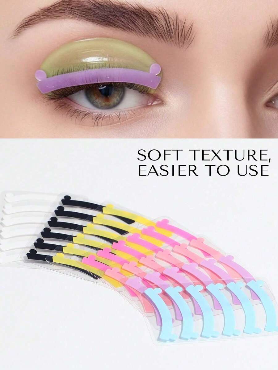 6pcs Eyelash Curling Ribbons, Silicone Eyelash Curling Pads With Color, Eyelash Curling Auxiliary Tools Silicone Boat-Shaped Pads, Reusable Eyelash Curling Pads, Soft Silicone Curling Ribbons Eyelash Curling Compensator, Eyelash Stickers Beauty Tools For Eyelash Curling - Multicolor - View 1
