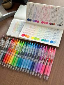 Colorful Gel Pens, Classic Colored Writing Pens, Colored Pencils, Can Be Used For Drawing And Marking, Signature Pens, Sketching Pens And Journaling Pens, Office And Student Pens, Suitable For Office, Meetings, Study Notes, Highlighting, Back To School Stationery - A - View 7