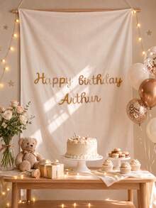 Personalized Vintage Embroidered Birthday Banner, Custom Embroidered Birthday Wall Decor, Room Decoration Wall Hanging, Birthday Backdrop Curtain, Home Decor, Personalized 3D Yarn Letter Banner, Bohemian Style Birthday Tapestry Sign - Multicolor - View 5