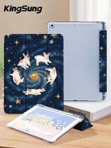 Kingsung Rabbit Dancing Pattern Tablet Case, Compatible With IPad 9.7/10.2/10.5/10.9/12.9/Pro 11, 10th Generation, Compatible With Samsung Galaxy Tab S6 Lite 10.4-Inch, Compatible With Kindle Paperwhite 12th Gen 2024, Kindle (11th Generation) 2022 Version, Soft Anti-Drop Protection, Intelligent Standing/Automatic Wake-Up/Sleep - Multicolor - View 4