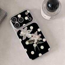 Black Polka Dot Matte Finish Phone Case Compatible With Apple 17 Pro Max, 16, 14, 15, 13, Large Window Design, Premium Leather Texture - Black - View 3