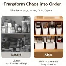 2/1pc Open‑Front Plastic Storage Bin,Smooth Surface Easy‑To‑Clean, For Bedroom Dresser Kitchen Pantry Makeup Small‑Item Arrangement,Stackable Desktop Household Storage Organizer Container.Bathroom Organizers,Kitchen Accessories,Kitchen Organaiser - Multicolor - View 6
