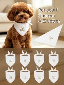 1pc Personalized White Pet Scarf Featuring Letter Designs-A Great Gift And Pet Accessory. Choose A Backpack Customized With Your Furry Friend's Initial; It Is Perfect For Hiking, Camping, Traveling, And Park Walks With Small To Medium-Sized Pets. - White - View 1