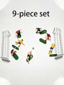 9pcs/Set Plastic Soccer Player Football Cake Toppers, Soccer Birthday Party Cake Decor, Football Team Models - Army Green - View 12