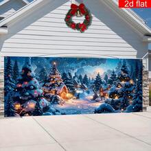 Christmas Town Snow Scene Tapestry, Winter Wonderland Landscape Background, New Year Wall Decor Hanging Painting - Christmas Town - View 5