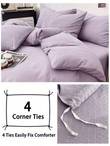 3pcs Solid Color Duvet Cover Set, Ultra Soft Breathable Microfiber Double-Layer Gauze All-Season Bedding, Machine Washable Fade/Pill/Shrink-Resistant, Fresh INS Room Decor For King Queen Full Twin, Home Dorm Guest Room Vacation Rental Gift - Multicolor - View 6