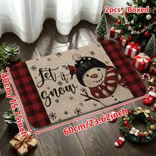 1/2/3pcs Christmas Theme Kitchen Rugs, Flannel Kitchen Rugs Comfortable Soft Absorbent Non-Slip Machine Washable With Non-Slip Backing Suitable For Multiple Scenes Entrance Living Room Bedroom Kitchen Dining Room Bathroom Laundry Room Hallway Christmas Holiday Home Decor - Multicolor - View 13