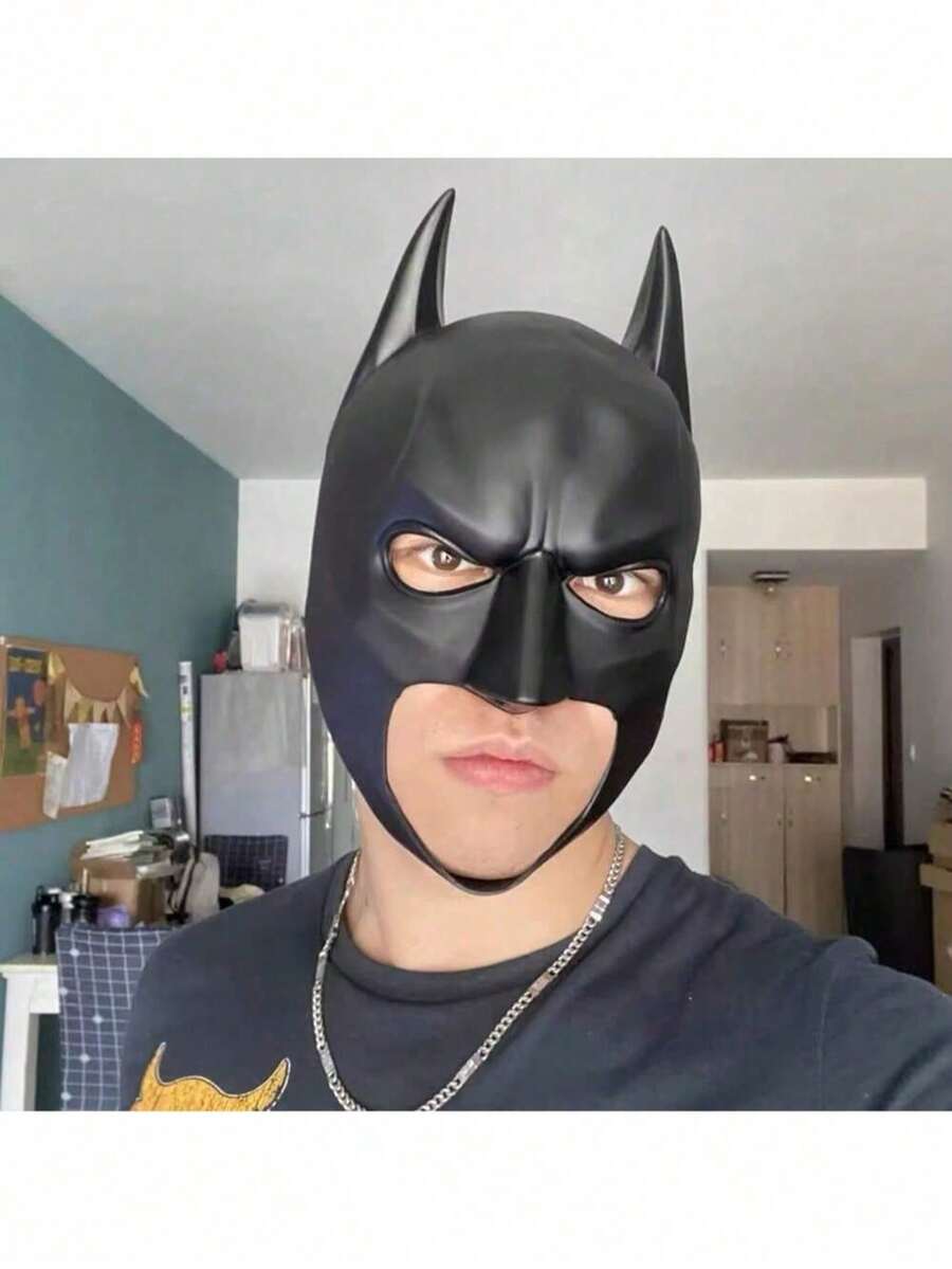 1pc Bat Hero Full Face PVC Cosplay Halloween Mask, Birthday Gift, Easter, Christmas Holiday Party Gift - Multicolor - View 1