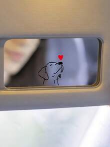 Cute Heart Puppy Car Sticker, Minimalist Line Dog Rearview Mirror Decal, Funny Decorative Waterproof Sticker For Car Interior Makeup Mirror - A - View 2