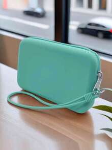 1pc Silicone Makeup Bag, Waterproof Washable Cosmetic Storage Bag With Zipper And Hanging Rope, Large Capacity Travel Organizer, Can Store Cosmetics, Keys, Cards And Earphones, Portable Desktop Storage Bag, Small Handbag, Women's Gift, Christmas Gift. - Multicolor - View 12