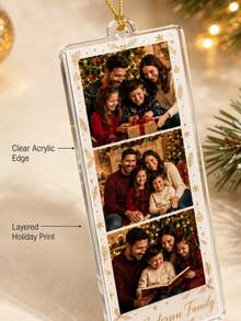 1pc Customized Photo Strip Christmas Ornament, Personalized Family Photo Acrylic Hanging Decor, Custom Quote & Name Keepsake, Christmas Tree Decoration, Christmas Gift - Multicolor - View 6