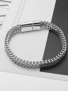 1PC New Fashionable Men's High Quality Stainless Steel Braided Bracelet, Metal Bracelet, Dominating Leisure Jewelry - Fashion - View 10