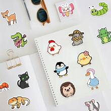 100PCS Cute Cartoon Animal Stickers, Watercolor Animal Stickers, Zoo Stickers, Beautiful Stickers, Stationery Stickers, Waterproof Vinyl Stickers, Suitable For Water Bottles, Computers, Laptops, Mobile Phones, Suitcases, Notebooks, Refrigerators - J - View 7