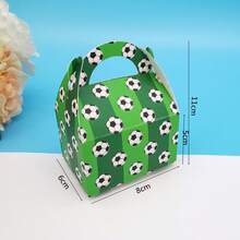 24/12pcs/Set World Cup Football Theme Gift Boxes, White & Green Football Pattern Party Gift Bags, Football Gift Boxes With Handles, Football Pattern Gift Boxes, 250g White Cardstock Handheld Gift Boxes, Suitable For Ball Sports Gifts - Multicolor - View 3