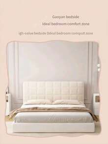 Hexagon Pattern Quilted Soft Bread-Shaped Headboard Cover, Thick Solid Color Dust-Proof Protective Bedding Accessory, All-Season Use, Fixed Back Adhesive, Elastic Stretchable, Removable - Pink - View 5