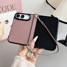 1pc Boys Girls Phone Case, Popular Fashion High-End Minimalist Design Crocodile Texture Hinge Same Style Hand Strap, Compatible With Apple Protective Case, Folding Phone Case, Lightweight, Shockproof, Anti-Slip, Smart Phone Case, Compatible With IPhone Ultra - Multicolor - View 4