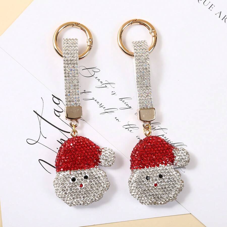 Spot Full Diamond Santa Claus Keychain, Fashionable And Versatile Bag Pendant, Phone Case Hanging Decoration, Christmas Gift - Multicolor - View 1