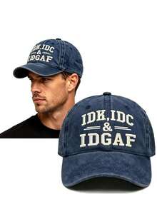 1PC Letter Embroidered Baseball Cap, Adjustable Breathable Dad Hat, Men's Women's Baseball Cap, Washed Distressed Vintage Style Outdoor Sun Protection Baseball Cap - Multicolor - View 3