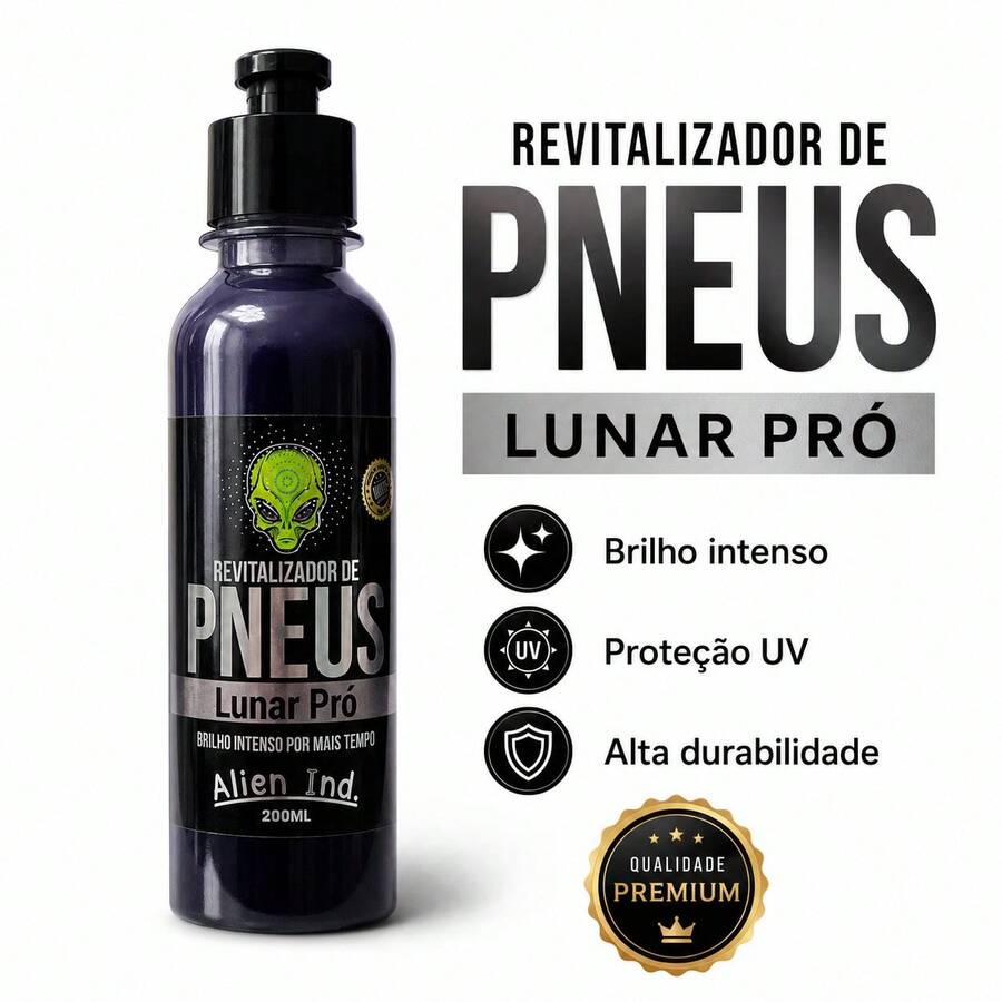 Revitalizador de Pneus Lunar Pró Alien Ind. 200ml – Pretinho com Brilho Intenso - A - Visão 1