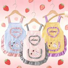 Personalized Mini Apron With Name/Number & Plaid Style - Ruffled Pocket Suitable For Baking, Birthday Party Costume, Durable Polyester Apron For/, Ideal Gift For Home, Baking Gifts - Multicolor - View 4