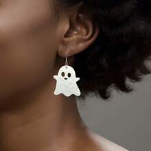 A Pair Of Halloween Ghost Earrings. Funny Design. Cute Earrings And Earrings Suitable For Halloween Wear - White - View 2