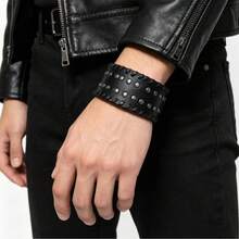 2 Buah Gelang Gaya Punk Motor Hitam, Cocok untuk Berkendara Sehari-hari Pria, Pakaian Fashion Luar Ruangan, Set Gelang Istimewa sebagai Hadiah untuk Pria - Hitam - View 4