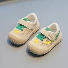 Anti-Collision Toe Cap Baby Walking Shoes, Plaid Color Block Soft Sole Non-Slip, Infant Toddler Foot Protection Casual Shoes, Versatile Kids Shoes For Home, Strolling, Outdoor Travel - Green - View 4