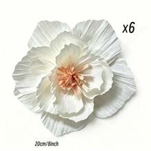 [Large Size High Quality]6pcs Large High Quality Artificial Peony Flowers 11.8 Inches*6 | Handmade Paper Flower Set, Suitable For Wedding Decoration, Window Arch, Birthday Party Backdrop, Home Wall Decor - White - View 10