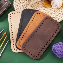 4pcs PU Leather Crochet Bag Bottom, 7 X 3 Inch Rectangular Bag Base Cushion Bottom Shaper With Holes, Suitable For DIY Crochet Bag, Shoulder Bag, Wallet Making, Earth Tone, DIY Wallet Making - Multicolor - View 2