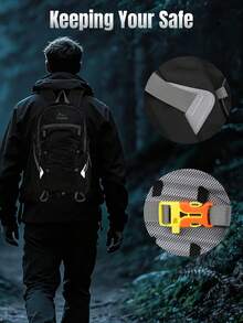 NEWHEY Ransel Hiking Multifungsi Unisex, 49*39*18cm, Tas Ransel Ringan Tahan Air, Panel Belakang EVA, Dengan Tali Dada dan Bantalan Tebal, Cocok untuk Berkemah, Perjalanan, Aktivitas Luar Ruangan, Hitam/Hijau/Kuning - MultiWarna - View 9