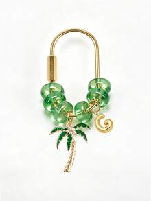 Palm Tree Golden Letter Pendant Keychain, Green Transparent Bead U-Shaped Keychain Ring, Arabic Theme Women's Pendant, Multi-Functional Decoration For Handbags, Backpacks, Car Keys, Wallets, National Day Party Gift And Souvenir, Suitable For Christmas, Thanksgiving, New Year, Birthday Gifts - Multicolor - View 11