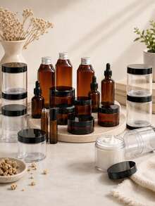 1-20Pcs/Set Clear PET Storage Jars With Lids, 50-500ml Empty Plastic Makeup Containers And Organizer Jars - Black - View 11