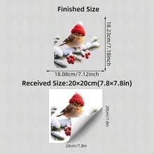 1pc Winter Bird Window Sticker, Cedar Branch Red Knitted Hat Cute Bird & Red Berry Static Cling Window Decal, Christmas Winter Animal Decoration, Double-Sided Visible, No Glue No Residue Sticker, Suitable For Bedroom, Cafe, Farmhouse Home Glass Window Decor, Beautiful Sticker - Winter Bird - View 2