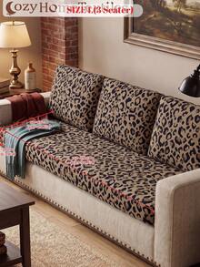 1pc Brown Leopard Print Sofa Cover, High Elasticity, Minimalist Modern Style, Soft & Skin-Friendly, Suitable For Living Room Single/Double/Triple/L-Shaped Sectional Sofa, Multiple Occasions, Sold Individually, Autumn Home Decor, Gift - Multicolor - View 10
