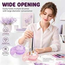 Lotus Thick Glass Nail Crystal Cup Transparent Nail Polish Remover Cup Mixing Palette Professional Nail Salon Mixing Tool - Multicolor - View 2