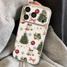 TPU Christmas Tree Hot Drink Bow Pattern Phone Case Compatible With Apple 17 Pro Max/17/16 Pro Max/15/13/12/11 Large Window Full Coverage Anti-Drop Soft Shell Protective Cover - Silver - View 5