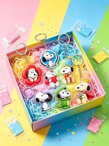 Splendor Themed Acrylic Keychain Multi‑Style Collection, Cute Assorted Character Design Bag Charms, Sturdy Metal Key Ring Pendants For Backpack, Purse And Daily Key Decoration - Multicolor - View 1